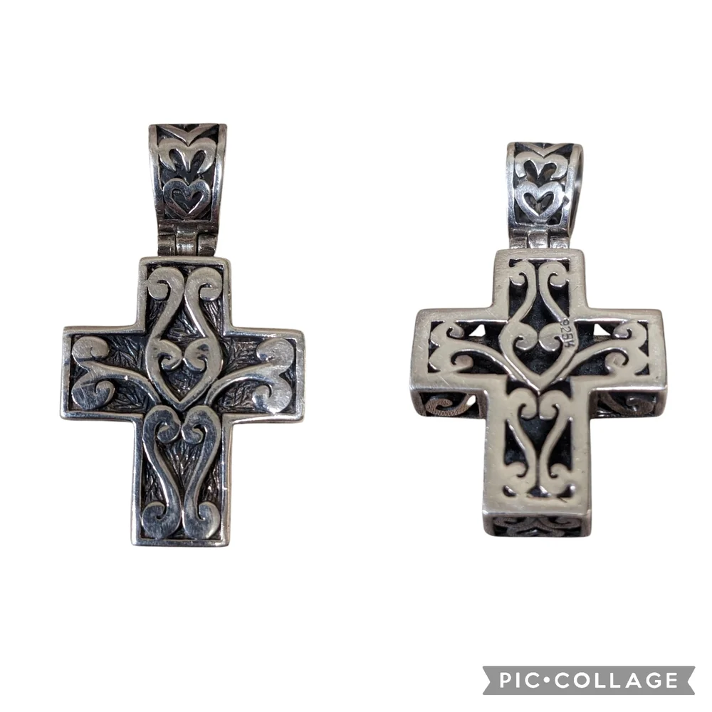 Vintage Sterling Silver Christian Cross Reversible Two-sided Open Work Design